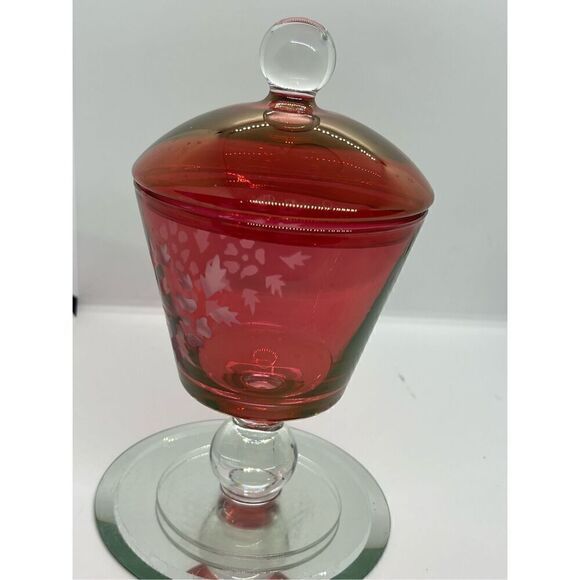 VTG Paden City Glass 10” Ruby Red Flash Glass Compote Apothecary Jar Candy Dish - Picture 2 of 9
